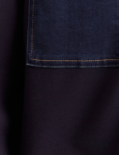 Veste droite courte manches longues denim brut femme