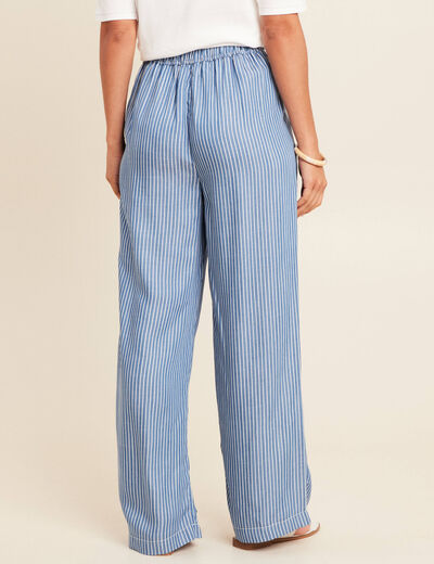 Pantalon large en lyocell bleu femme