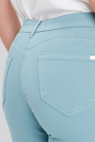 PANTALON LÉGER TAILLE BASCULÉE 7/8ÈME bleu canard femme