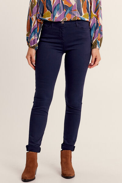 Jean magique ajusté taille standard bleu marine femme
