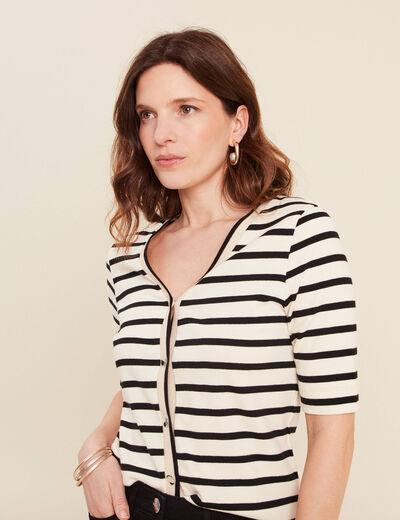 T-shirt col V en coton blanc femme