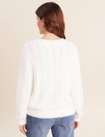 Cardigan col rond ecru femme
