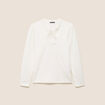 Blouse col rond nou&eacute; manches longues ecru femme