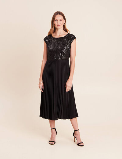 Robe midi &eacute;vas&eacute;e noir femme