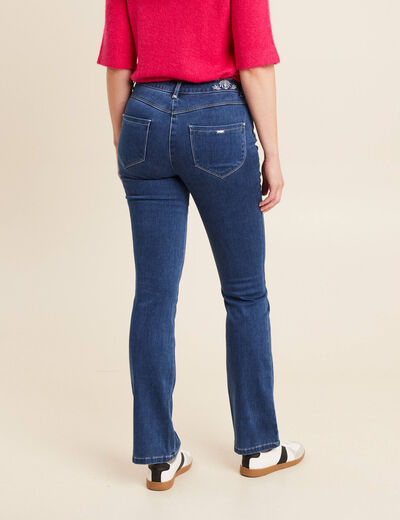 jean bootcut taille basculée brodé denim stone femme