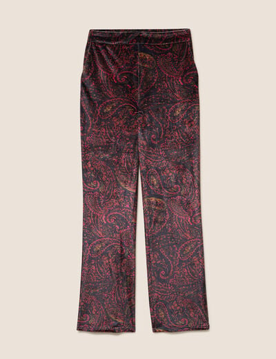 Pantalon large taille haute marron femme