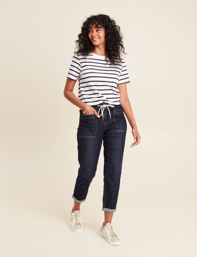 Jean coupe mom 7/8&egrave;me denim brut femme