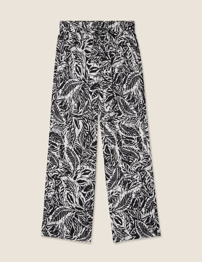 Pantalon ample taille haute noir femme