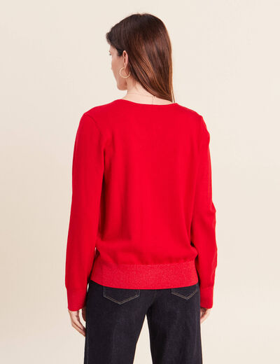Pull manches longues rouge femme