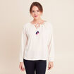 Blouse col tunisien manches longues ecru femme