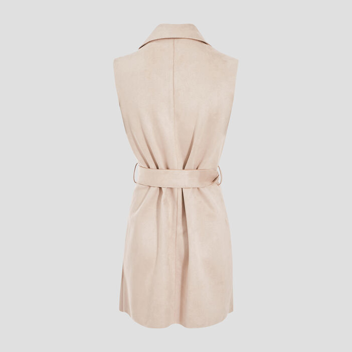Trench droit sans manches sable femme