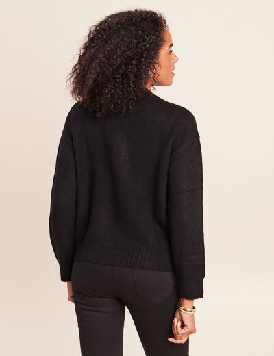 Gilet droit mi-long col rond noir femme
