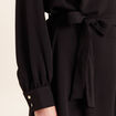 Robe droite courte col v manches longues noir femme