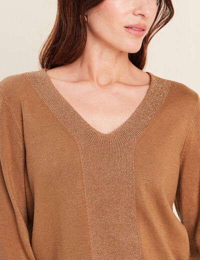 Pull manches longues beige femme