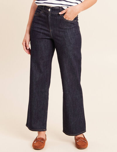 Jean coupe large 7/8&egrave;me taille haute denim brut femme