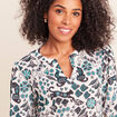 Blouse col tunisien manches longues blanc femme