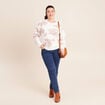 Pull col rond manches longues beige femme