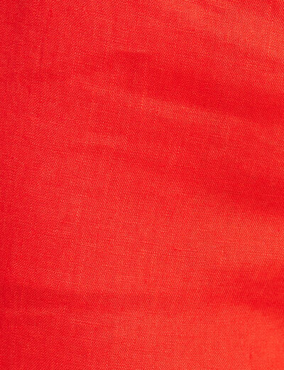 Pantalon coupe chino en lin ceintur&eacute; orange femme