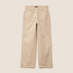 Jean coupe large 7/8&egrave;me taille haute denim beige femme