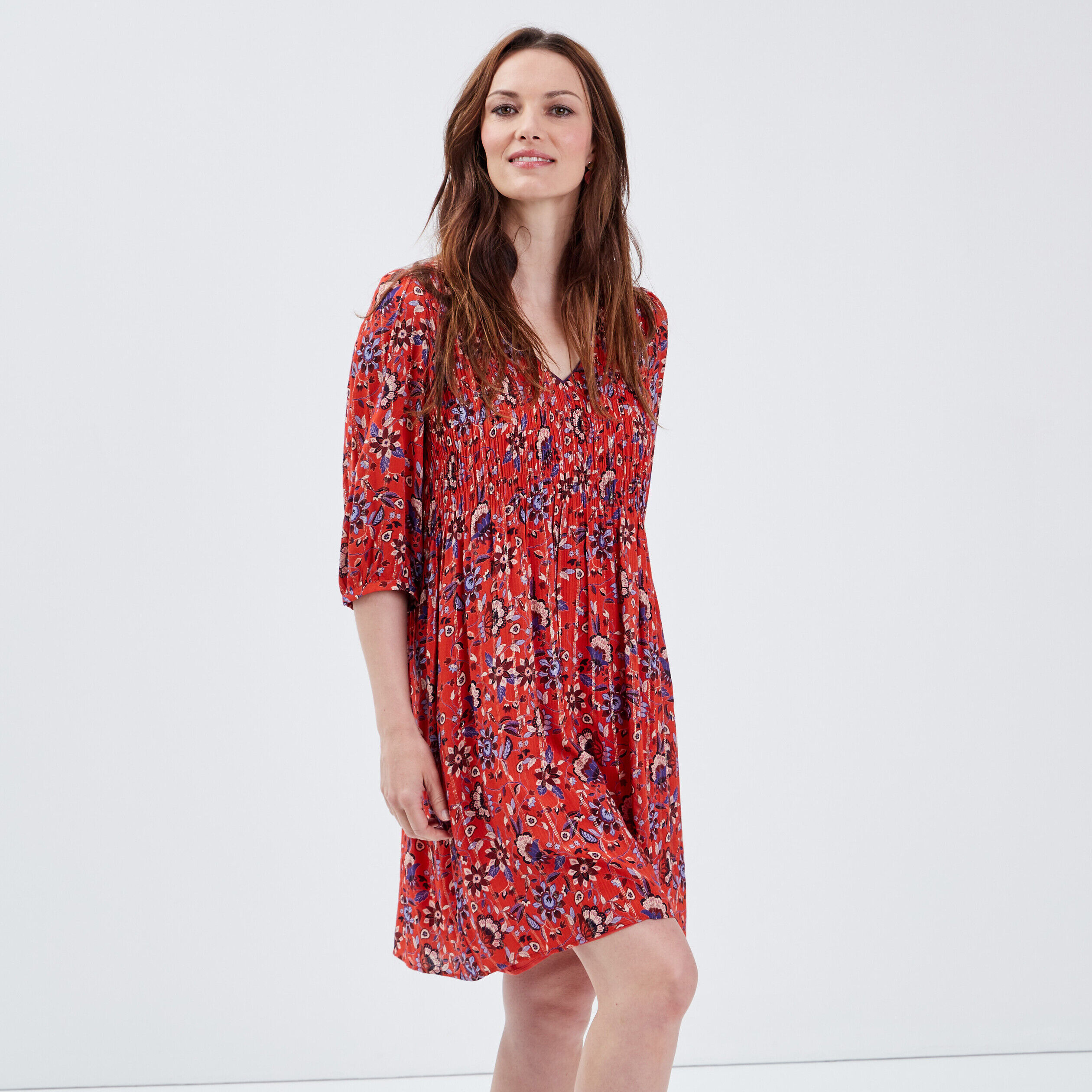 Robe droite fluide orange corail femme | Bréal
