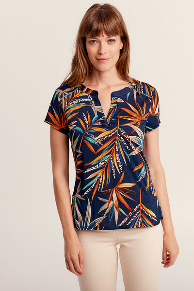 T-shirt manches courtes bleu marine femme