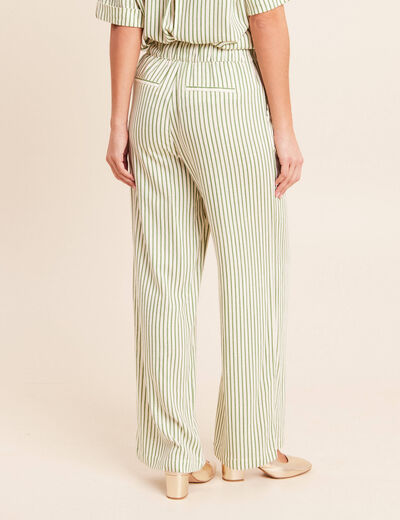 Pantalon large taille haute blanc femme