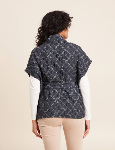 Kimono ceintur&eacute; denim stone femme