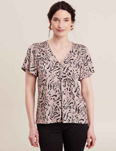 T-shirt manches courtes beige femme