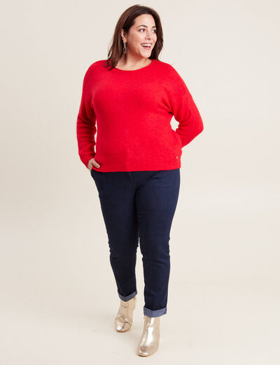 Pull manches longues rose cerise femme