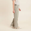 Pantalon large taille haute en lin vert clair femme