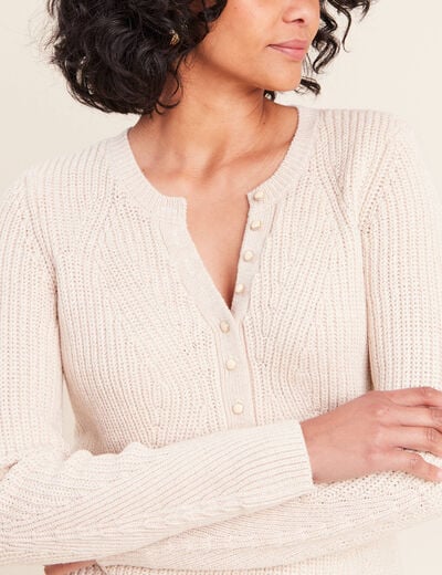 Pull manches longues creme femme