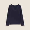 T-shirt thermo-douceur manches longues bleu foncé femme