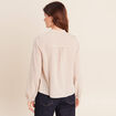 Chemise vichy manches longues col rond marron femme
