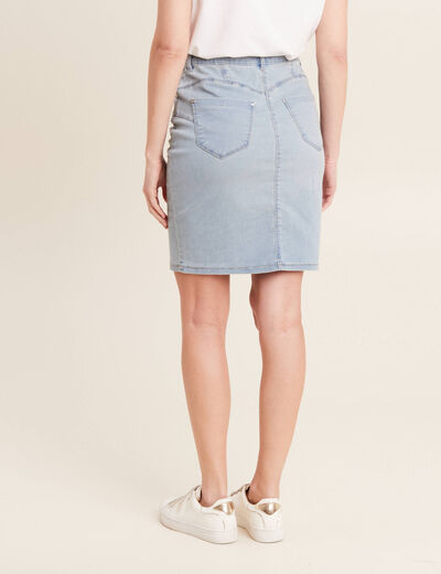 Jupe droite denim double stone femme