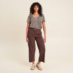 Pantalon large pinces marron femme