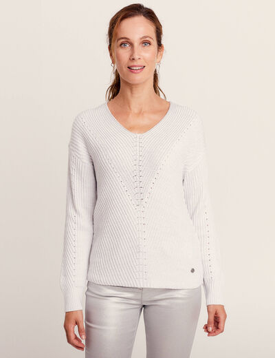 Pull manches longues gris argent femme