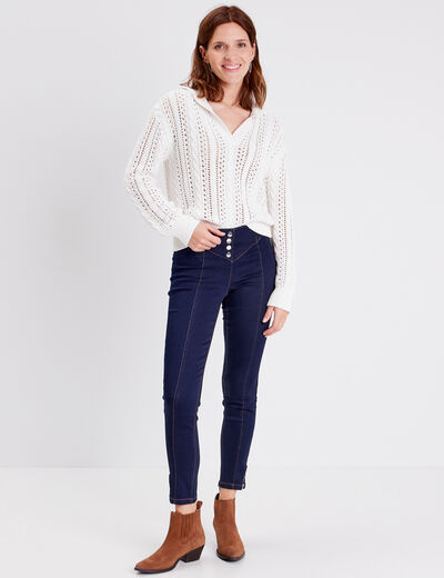 Jegging avec boutons denim brut femme