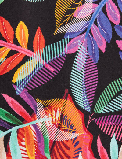 Veste droite col châle multicolore femme
