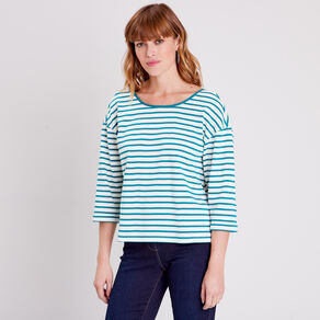 t shirt manches 34 vert canard femme T-shirt manches 3/4 vert canard femme