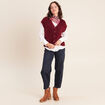 Gilet droit mi-long col v bordeaux femme
