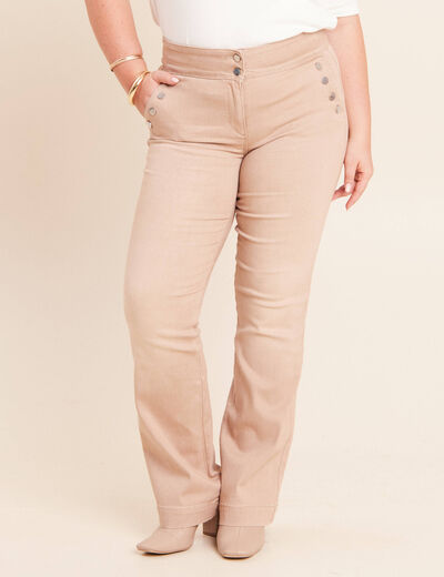 Jean coupe bootcut taille haute sable femme