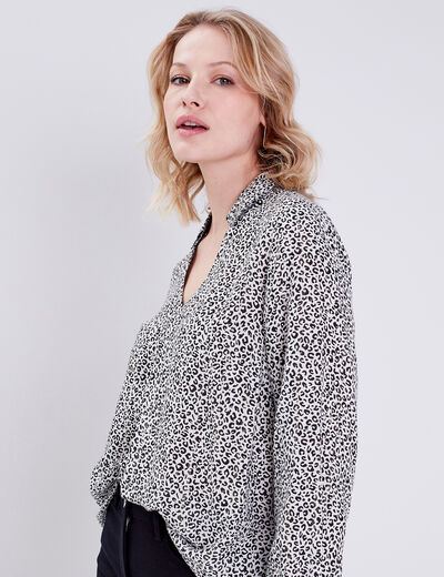 Blouse manches 3/4 noir femme