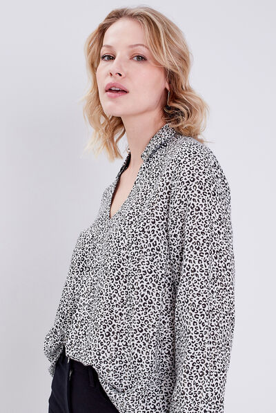 Blouse manches 3/4 noir femme