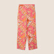 Pantalon large taille haute orange femme