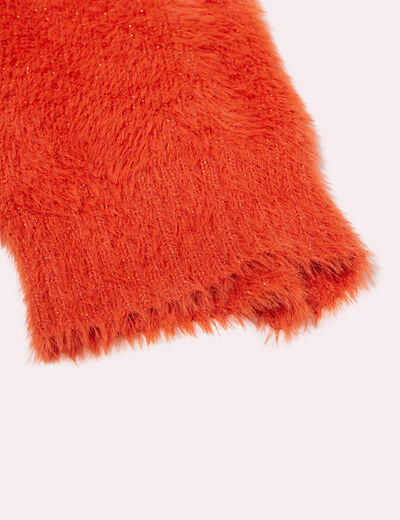 Lot bonnet et écharpe orange foncé femme