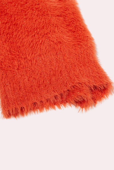 Lot bonnet et écharpe orange foncé femme