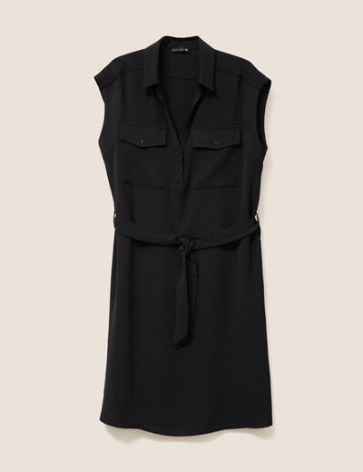 Robe droite courte manches courtes noir femme