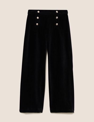 Pantalon loose en velours noir femme