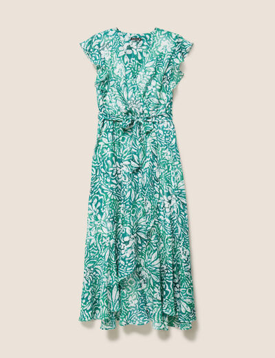 Robe longue portefeuille vert femme