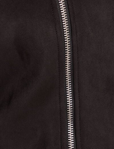 Manteau cintr&eacute; mi-long &agrave; capuche noir femme